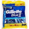 Gillette Blue II Plus Disposable Razor For Men Soft UltraGrip Handle - 20 Pieces