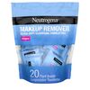 Neutrogena Makeup Remover Cleansing Towelette Singles, Daily Face Wipes To Remove Dirt, Oil, Makeup & Waterproof Mascara, Individually Wrapped, 20 Count