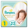 Pampers premium care diapers, size 1, new born, 2-5 kg - 22 diapers