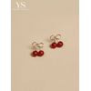 1pair Cherry/Wine Red Cute Fresh Fruit Design Small Stud Earrings For Women, Suitable For Daily, Casual & Business Occasions