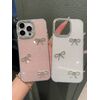 Luxury Pink Bowknot Element Shiny Crystal Rhinestone Fashion Phone Case Luxury Pink Camera Phone Case Compatible With IPhone 16 15 14 13 12 11 Pro Max Plus 3D Glitter Bow Soft Transparent Back Cover W