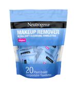 Neutrogena Makeup Remover Cleansing Towelette Singles, Daily Face Wipes To Remove Dirt, Oil, Makeup & Waterproof Mascara, Individually Wrapped, 20 Count