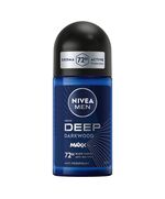 NIVEA MEN Antiperspirant Roll-on for Men, DEEP Black Carbon Antibacterial, Dark Wood Scent, 50ml