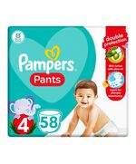 Pampers Pants Diapers, Size 4, 9-14 kg, with Lotion with Olive Oil, 58 Baby Diapers
