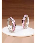 1 Pair Kids Fashion Cubic Zirconia Hoop Earrings For Daily Decoration For Party Jewelry Birthday Gift