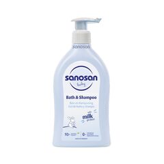 Sanosan bath & shampoo Hydrolysed Milk Protein Formula Daily Head To Toe Milky Wash No Tear Formula For Newborn Baby 2 In 1 Shampoo & Body Wash- 500 ml