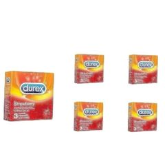 Durex Condom - Strawberry - 3 Pieces - Pack of 5