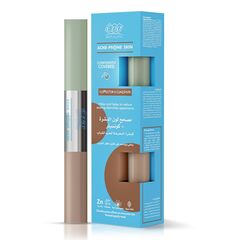 Eva Skin Clinic Acne-Prone Corrector + Concealer for Blemishes, Natural Coverage, Hides Acne & Redness, Reduces Acne Scars, Evens Skin Tone, Acne-Safe, Suitable for Oily Skin, 2 × 6 ML