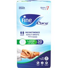 Fine Care Incontinence Adult Diapers breifs, Large Size ,Waist 110-156 cm, 1 Pack with 30 Diapers Package design may vary
