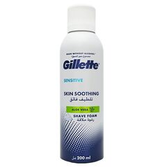 Gillette Shaving Foam for Sensitive Skin with Aloe Vera, 200ml – Hydrating, Protective, and Soothing Formula for Men – Lightly Fragranced, Alcohol-Free, Dermatologist-Tested