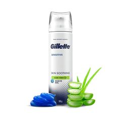 Gillette Sensitive Skin Soothing Shave Gel with Aloe Vera for Men, Anti-Irritation Formula, Dermatologist-Tested, 200ml Can – Hydrates, Protects, and Cools Skin While Shaving – 200ml