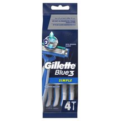 Gillette Blue3 Simple Disposable Razor for Men, Up To 20 Clean Shaves Per Pack - 4 Pieces
