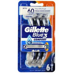 Gillette Blue3 Comfort Men's Disposable Razors – Pack of 6