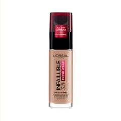 L'Oréal Paris Infallible 32H Fresh Wear Foundation 225 Beige Sand, longwear, weightless feel, transfer-proof and waterproof, full coverage base with Vitamin C, SPF 25