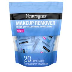 Neutrogena Makeup Remover Cleansing Towelette Singles, Daily Face Wipes To Remove Dirt, Oil, Makeup & Waterproof Mascara, Individually Wrapped, 20 Count