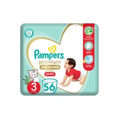 Pampers Premium Extra Care Pants, Size 3, 6-11kg, with lotion with aloe vera, 56 diapers. (Pack may vary)