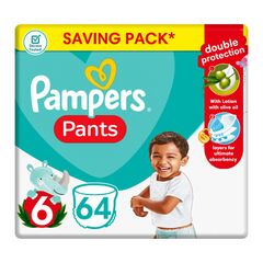 Pampers Diapers Pants, Size 6, above16 KG, with Lotion with Olive Oil, 64 Baby Diapers