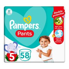 Pampers Baby Dry Pants Diapers, Size 5, 12-18 kg, with Lotion with Olive Oil, 58 Baby Diapers