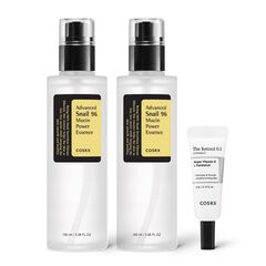 COSRX Glass Skin Starter Set, Advanced Snail 96 Mucin Power Essence (1.69 fl.oz*2) & Retinol 0.1 Cream Mini (0.1 oz), Daily Hydrating & Firming Skincare Kit for Beginners, Gift Set, Korean Skincare