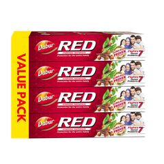 Dabur Red Ayurvedic Toothpaste for Teeth & Gums 4x100g | Enriched with Potent Ayurvedic Ingredients | For Healthy Gums & Strong Teeth | Super Value Pack