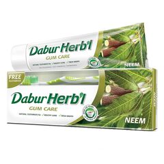 Dabur Herbal Neem Toothpaste (140g) + Toothbrush | Natural Toothpaste for Healthy Gums & Fresh Breath