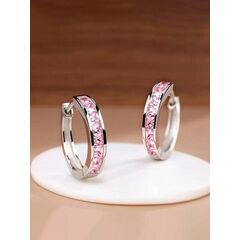 1 Pair Kids Fashion Cubic Zirconia Hoop Earrings For Daily Decoration For Party Jewelry Birthday Gift