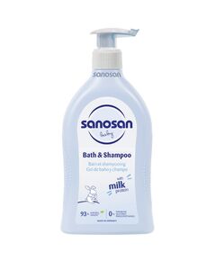 Sanosan bath & shampoo Hydrolysed Milk Protein Formula Daily Head To Toe Milky Wash No Tear Formula For Newborn Baby 2 In 1 Shampoo & Body Wash- 500 ml