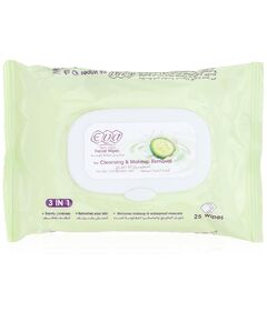 Eva Skin Care Facial Wipes For Cleansing & Makeup Removal For Oily / Combination Skin ( 25 Wipes)