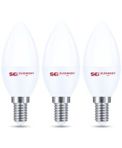 ELSEWEDY LED Bulb E14, 6 Watt, 3000 Kelvin, 425 Lumen (Warm, 6 Watt, Candle, 3 Pieces)