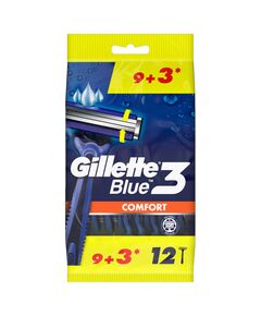 Gillette Blue 3 Comfort Disposable Razor for Men 9 + 3 Free – Pack of 12