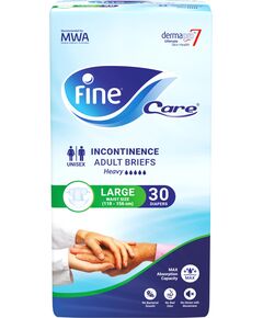 Fine Care Incontinence Adult Diapers breifs, Large Size ,Waist 110-156 cm, 1 Pack with 30 Diapers Package design may vary