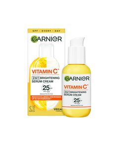 Garnier Vitamin C Serum Cream, 2in1 Formula With 20% Vitamin C serum & SPF 25 Moisturiser, Hydrate & Reveal Bright Glowing Skin, Organic & Vegan Formula, 50ml