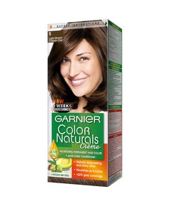 Garnier Color Naturals Permanent Crème Hair Color - 5 Light Brown ( bottle of developer 60ml) + (tube of hair colorant 40ml) (sachet of post color conditioner 12ml )