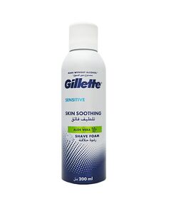 Gillette Shaving Foam for Sensitive Skin with Aloe Vera, 200ml – Hydrating, Protective, and Soothing Formula for Men – Lightly Fragranced, Alcohol-Free, Dermatologist-Tested