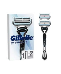 Gillette SkinGuard Sensitive Razor for Men with 1 Handle + 2 Blade Refills – Designed for Sensitive Skin to Prevent Razor Bumps and Irritation – With Lubrastrip and Precision Trimmer