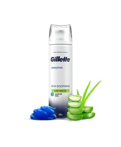 Gillette Sensitive Skin Soothing Shave Gel with Aloe Vera for Men, Anti-Irritation Formula, Dermatologist-Tested, 200ml Can – Hydrates, Protects, and Cools Skin While Shaving – 200ml