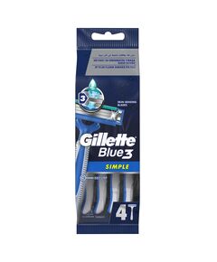 Gillette Blue3 Simple Disposable Razor for Men, Up To 20 Clean Shaves Per Pack - 4 Pieces