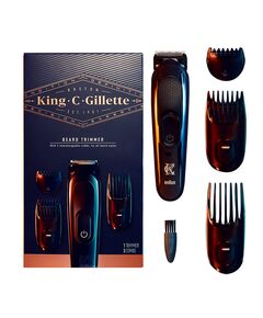 Gillette King C. Men's Beard Trimmer Durable and Sharp Blades Trimmer + 3 Comb Attachments