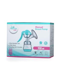 La Frutta MuM Wide Press Manual Breast Pump, Milk Pump, Soft & Gentle, Manual, BPA Free, Wide neck baby bottle 150 ml,Silicone nipple.