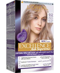 L'Oréal Paris excellence hair dye with purple shampoo and hair mask - 9.12 cool pearl very light blonde