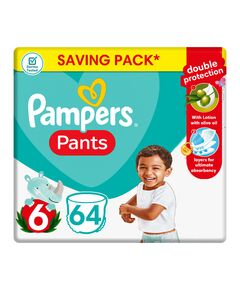 Pampers Diapers Pants, Size 6, above16 KG, with Lotion with Olive Oil, 64 Baby Diapers