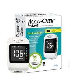 Accu-Chek Instant glucometer with 10 Test Strips Free (White) - Package may vary
