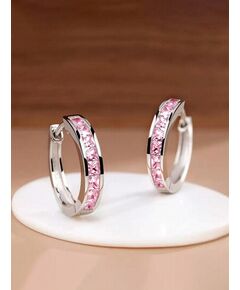 1 Pair Kids Fashion Cubic Zirconia Hoop Earrings For Daily Decoration For Party Jewelry Birthday Gift