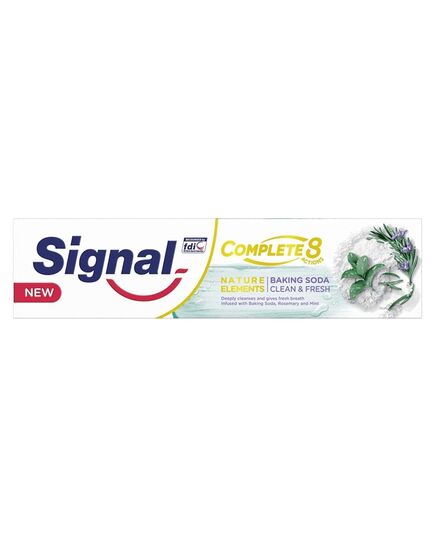 Signal Natural Elements Complete 8 Toothpaste for Natural Deep Clean and Freshness with Baking Soda, Rosemary, and Mint, 100ml