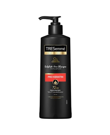 TRESemmé Pro Keratin Shampoo, with Hydrolyzed Keratin & Marula Oil for 72hr Frizz Control, Free from Sulphates, Parabens and Dyes, 250ML