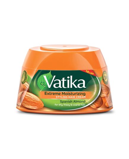 Vatika Naturals Extreme Moisturizing Style Hair Cream (125mL) + 10% OFF | Enriched with Spanish Almond Extracts | For Dry, Frizzy and Coarse Hair