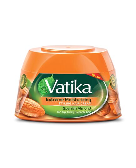 Vatika Naturals Extreme Moisturizing Style Hair Cream (190mL) + 10% OFF | Enriched with Spanish Almond Extracts | For Dry, Frizzy and Coarse Hair