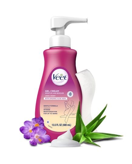 Veet Hair Remover, Gel Hair Removal Cream Sensitive, 13.5 Ounce, Sensitive formula with Aloe Vera and Vitamin E