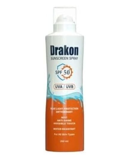 Drakon Sunscreen Spray Invisible Touch SPF 50+,(1+1) Promopack,UVA,UVB & Blue Light Protection, On & under Makeup, Water Resistant & Antioxidant For All Skin Types - 200 ml