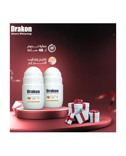 Drakon Roll-on Deodorant (1+1) Oriental Oud Scent | 48h Protection For Sensitive Under-arm | Aluminum Chloride & Alcohol Free-50 ML